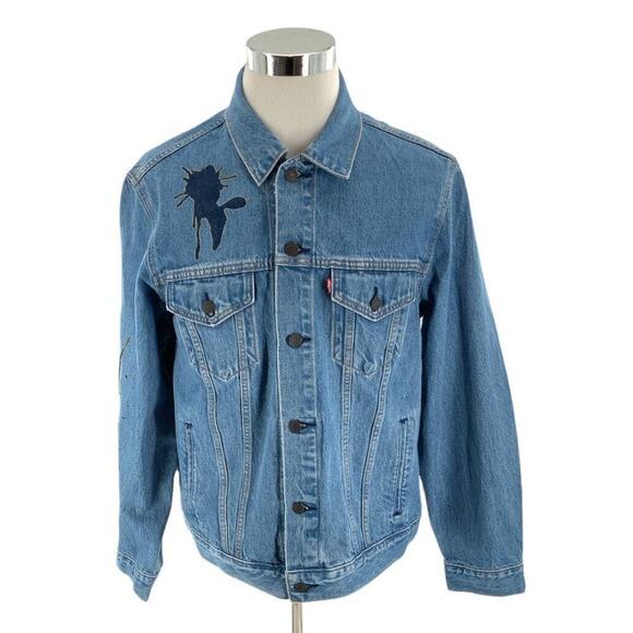 Levi's Premium Jacket Men's Large Vintage Fit Trucker Ink Blot Pockets Denim NEW - Picture 5 of 12